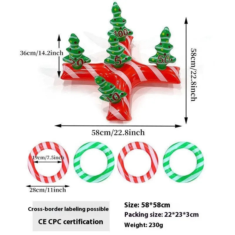 63cm red snowflake inflatable Christmas ball with flashing LED lights hanging in garden