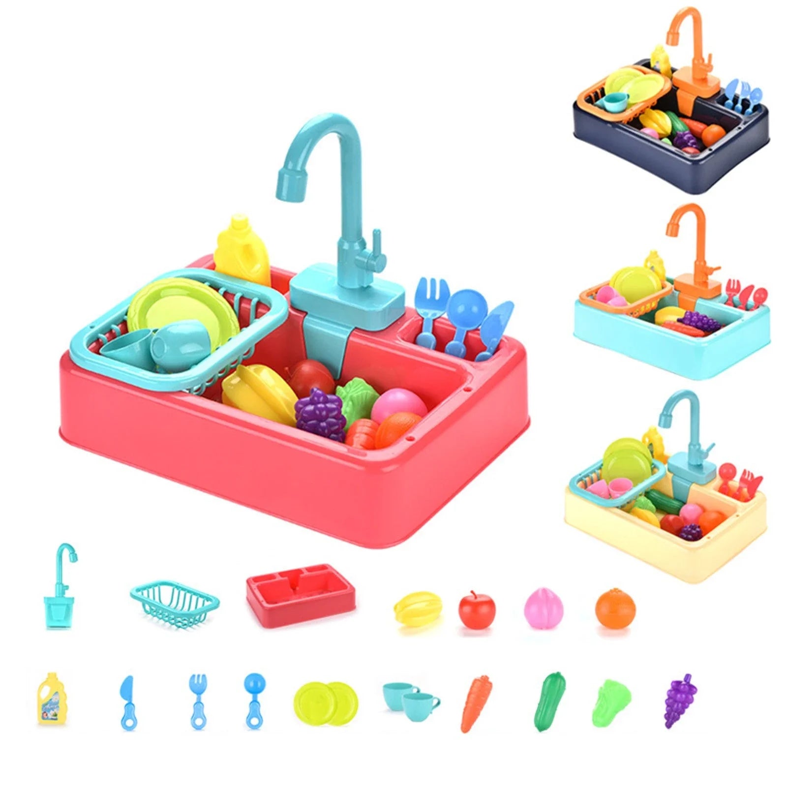 Delightful children's kitchen playset with realistic dishwashing features, including a sink, water pump, and various play accessories.