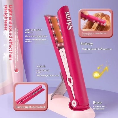 Children's plastic hair salon toy set with hair dryer and curler pieces for role-play
