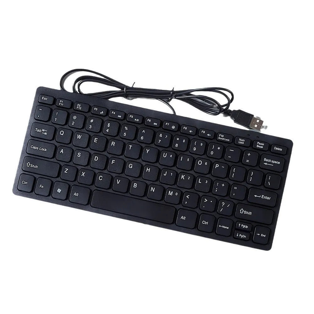 USB wired mini noiseless keyboard in black, white, pink, or blue colours