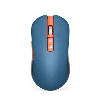 Mute IFLYTEK wireless gaming mouse with seven buttons and USB receiver on wooden desk