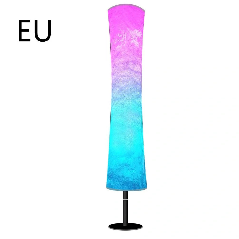 RGB fabric circular floor lamp with APP control standing 1.66 metres tall with removable washable fabric cover