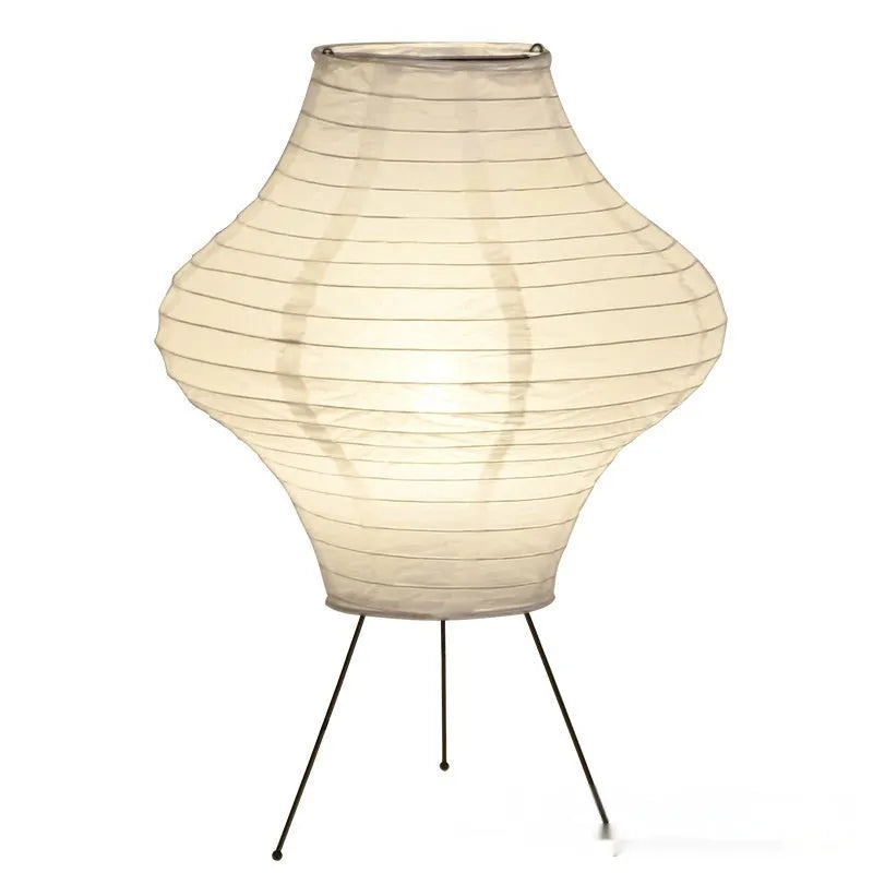 Japanese style table lamp with Xuan paper decorative shade showing three-colour LED lighting