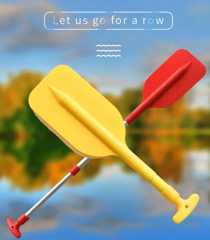 Portable telescoping aluminum alloy oar for inflatable boats in black, yellow, and red