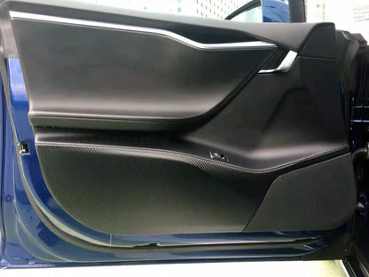 Carbon fibre anti-scratch protective film for Tesla Model S car doors in four-piece package