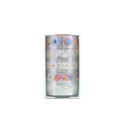 Five rolls of transparent Midsummer Daisy decorative adhesive tape for diary decoration