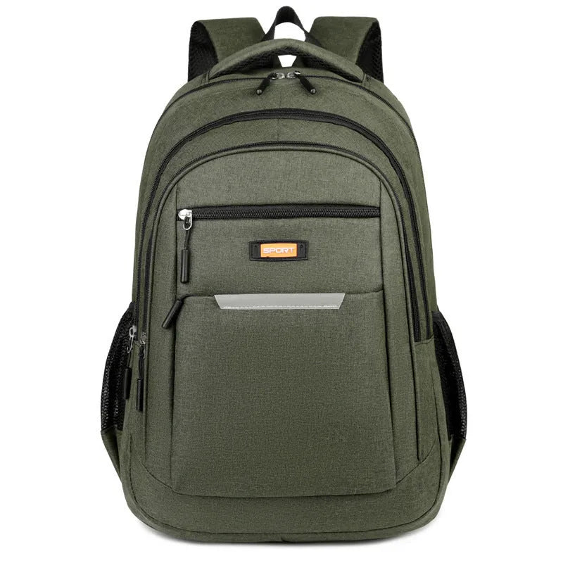 Grey casual Oxford cloth men's backpack with a breathable back panel