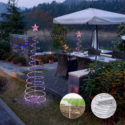 6ft tall spiral Christmas tree LED light with colour and warm white options on a detachable stand.
