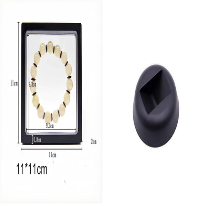 Black 11x11cm suspended 3D floating display frame holder with square base for coins and gems