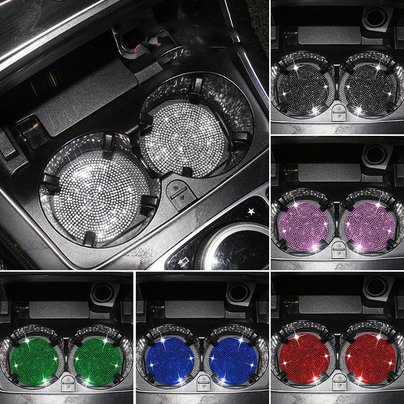 Universal Anti-Slip Silicone Cup Holder Insert with Crystal Rhinestones for Cars