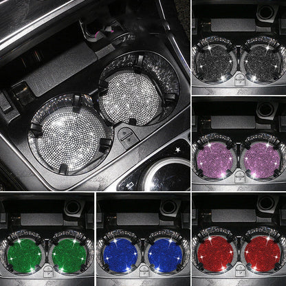 Universal Anti-Slip Silicone Cup Holder Insert with Crystal Rhinestones for Cars