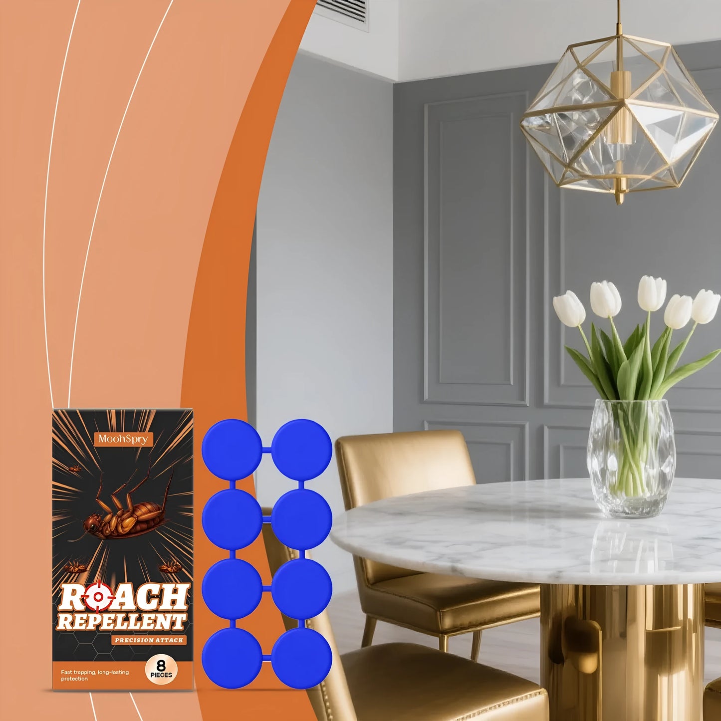 8-pack household cockroach killer bait stickers with adhesive glue traps for indoor kitchen pest control