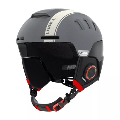 Smart ski helmet with Bluetooth and SOS features in Graphite Black and Pepper White