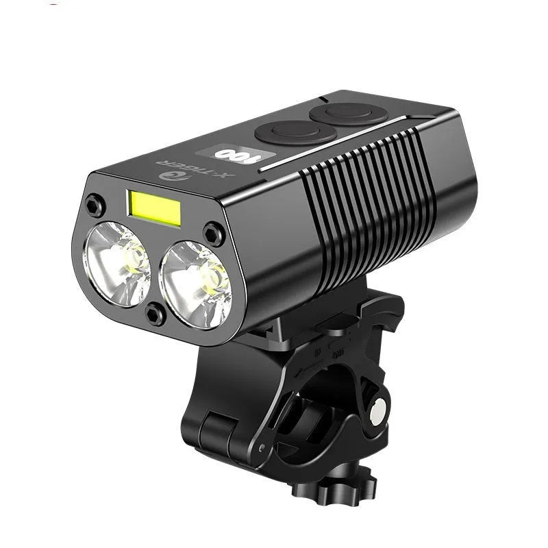 USB rechargeable bike light with double T6 lamp beads, 1200 lumens, aluminium alloy frame, IPX-6 waterproof