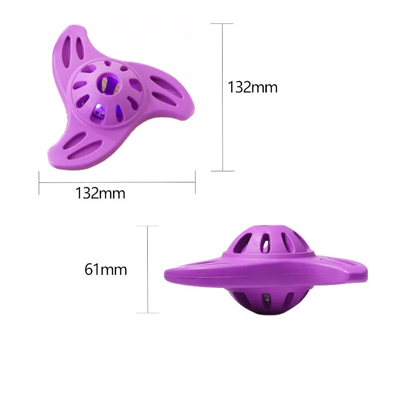 Blue boomerang-shaped dog toy with molar texture, dimensions 132x132x61mm for medium and large breed dogs