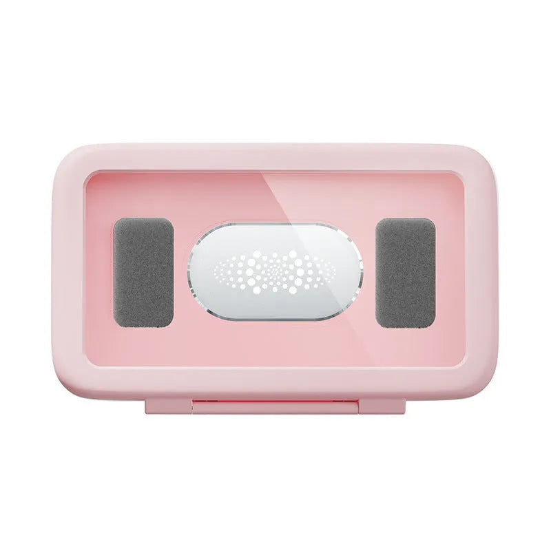 Waterproof shower phone holder mounted on bathroom tile with mobile phone visible through anti-fog window
