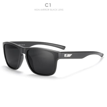 Men's polarised sunglasses with TAC lenses and PC frame in a selection of eight colours for outdoor use.