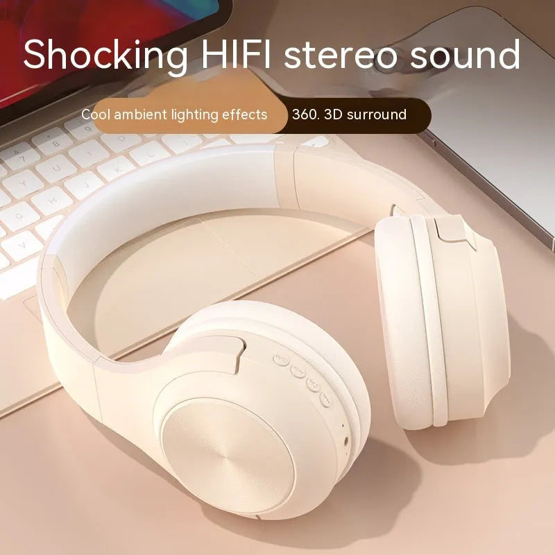 Wireless Bluetooth headset in chalk black colour showing head-mounted design with creative styling elements
