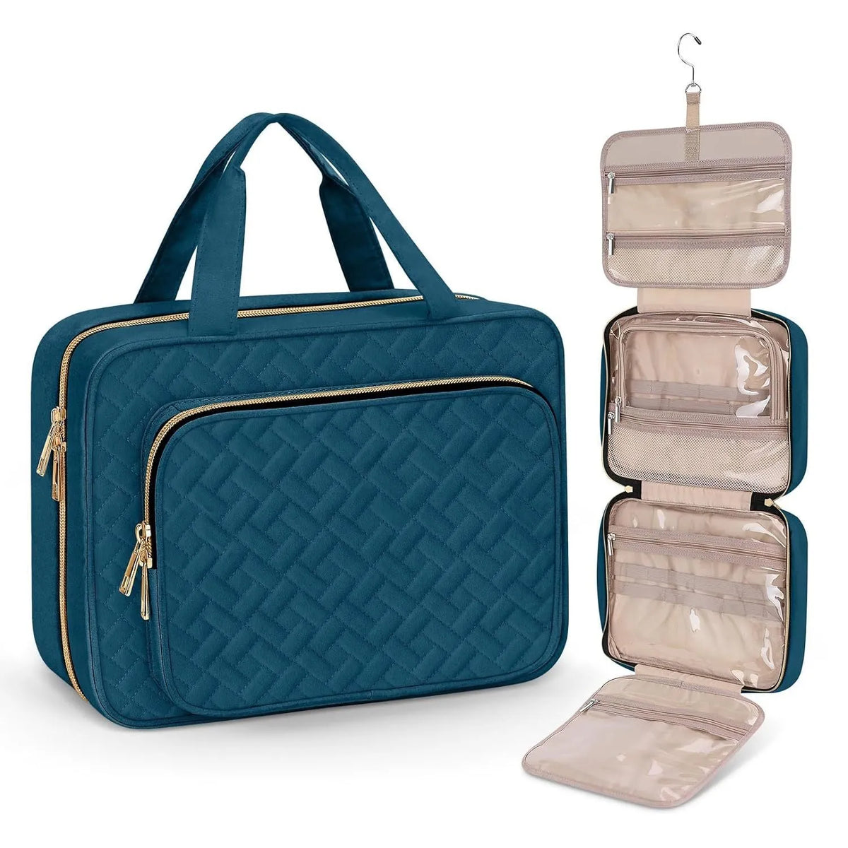 Waterproof polyester travel wash bag for cosmetics in multiple colour options