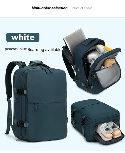Large capacity waterproof mummy backpack in mint green colour with nylon material and 30-litre storage