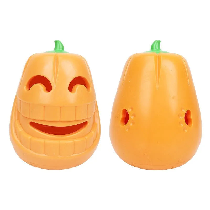 Interactive Dog Chew Toy Halloween Pumpkin Shaped: Thermoplastic Rubber Treat-Dispensing Funnel Toy for All Breed Sizes, Supports Teething and Mental Stimulation with Durable Construction