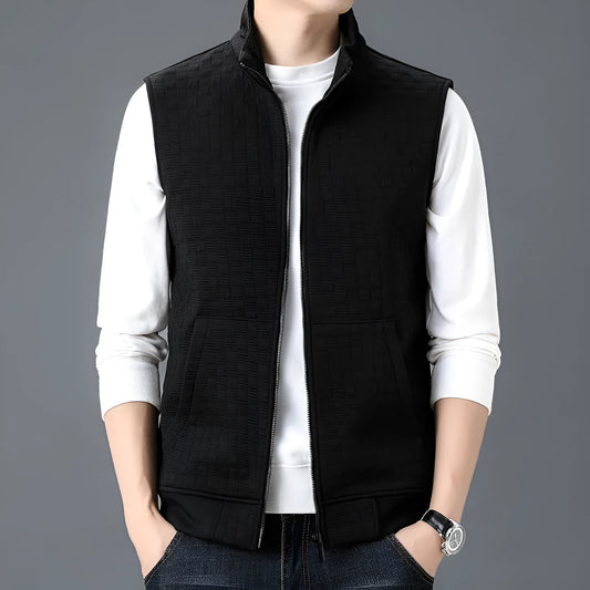 Men's casual sleeveless waistcoat vest in polyester blend fabric showing colour options
