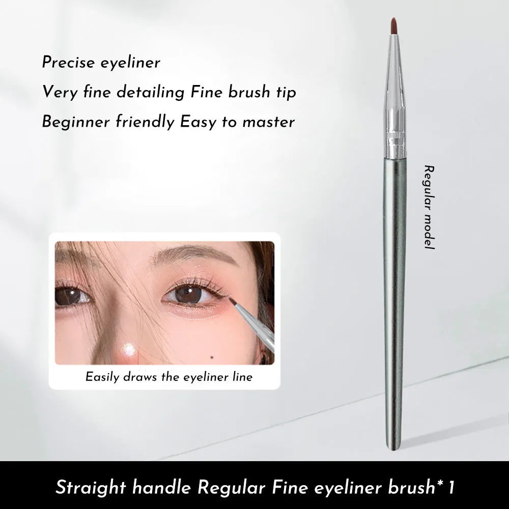 Bend head eyeliner brush with 45-degree angled tip and 1.5cm handle for detailed eye makeup application