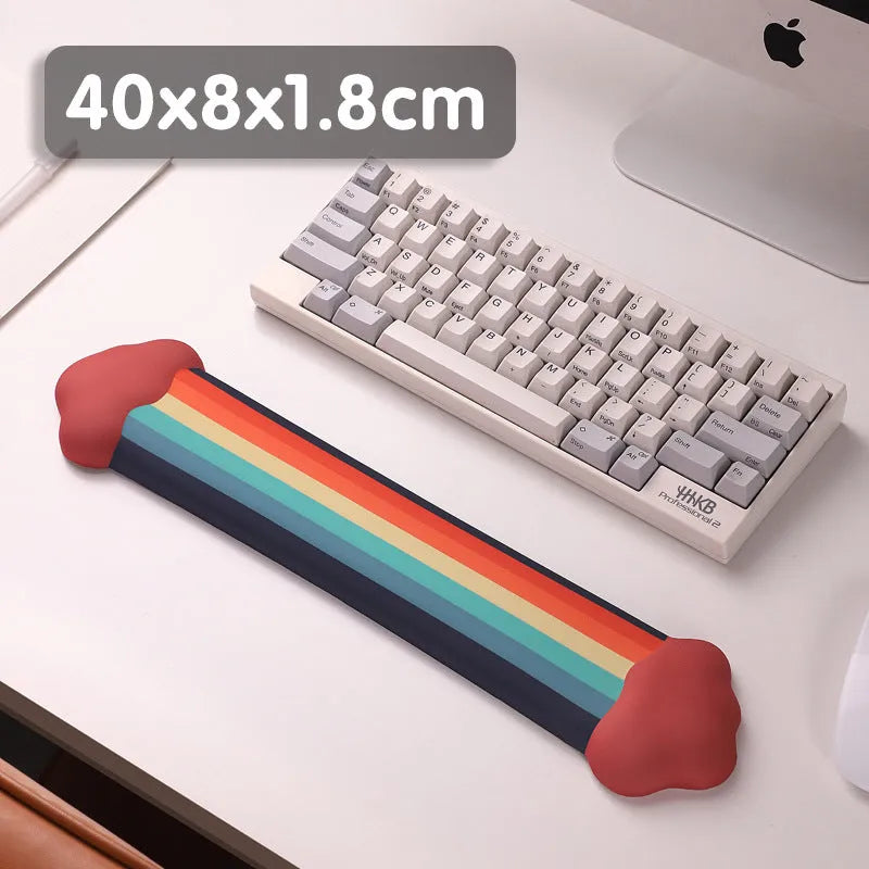 Silicone cloud pattern wrister mouse pad and matching keyboard support on a desk