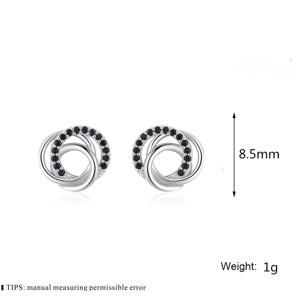 Dignified Hollow Multi-circle Zircon Design Earrings for Women in Black