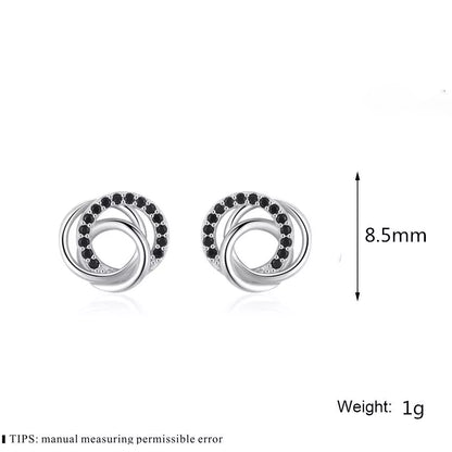Dignified Hollow Multi-circle Zircon Design Earrings for Women in Black