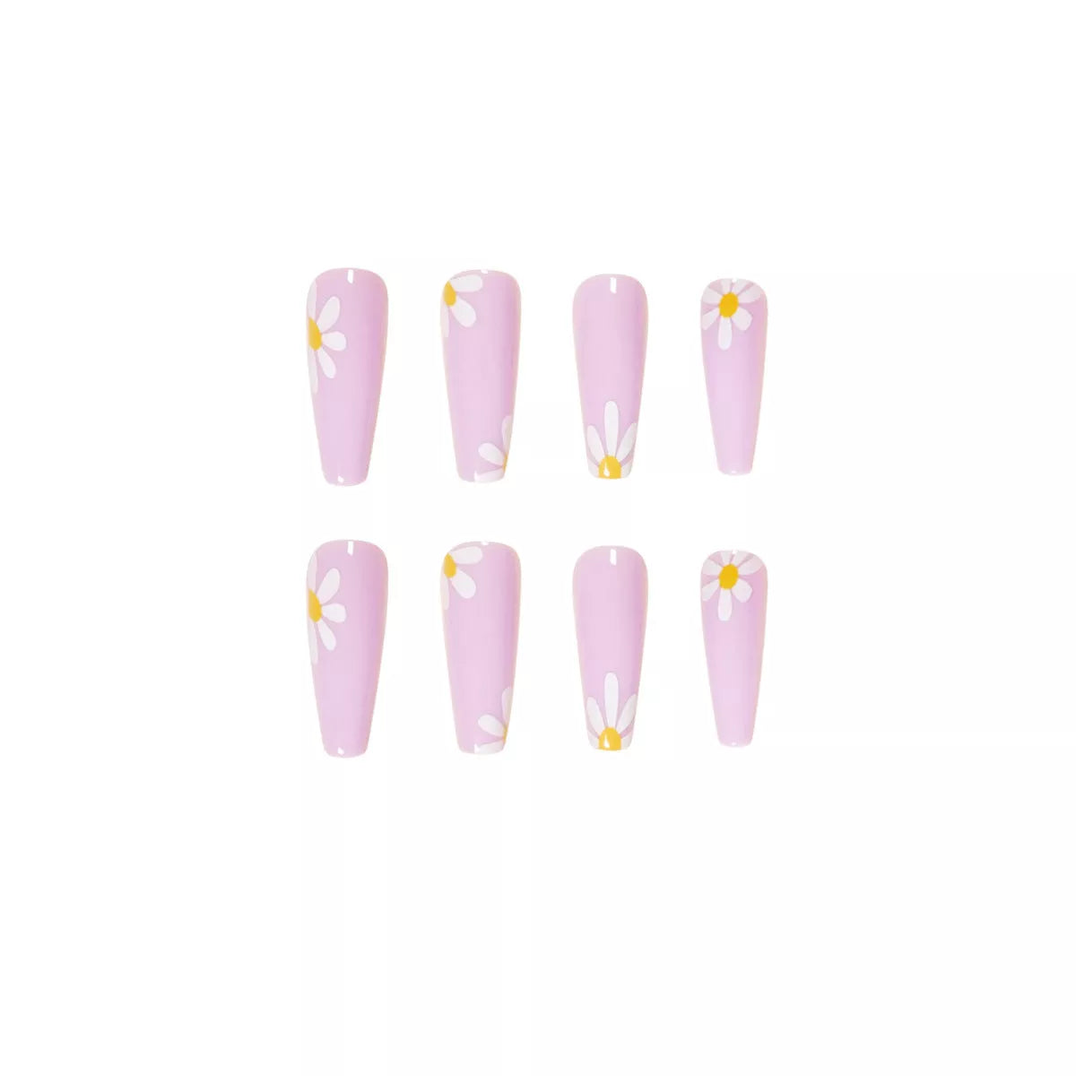 Pastoral style false nails with cross mirror design, 24 piece set