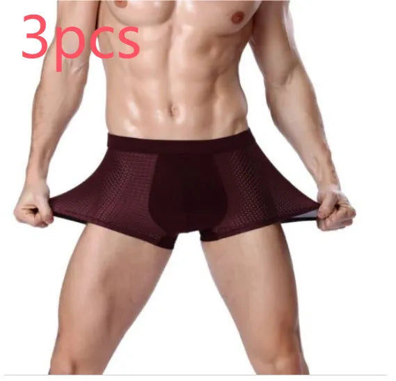 Men's modal boxer briefs with U convex design in dark blue colour showing breathable fabric texture