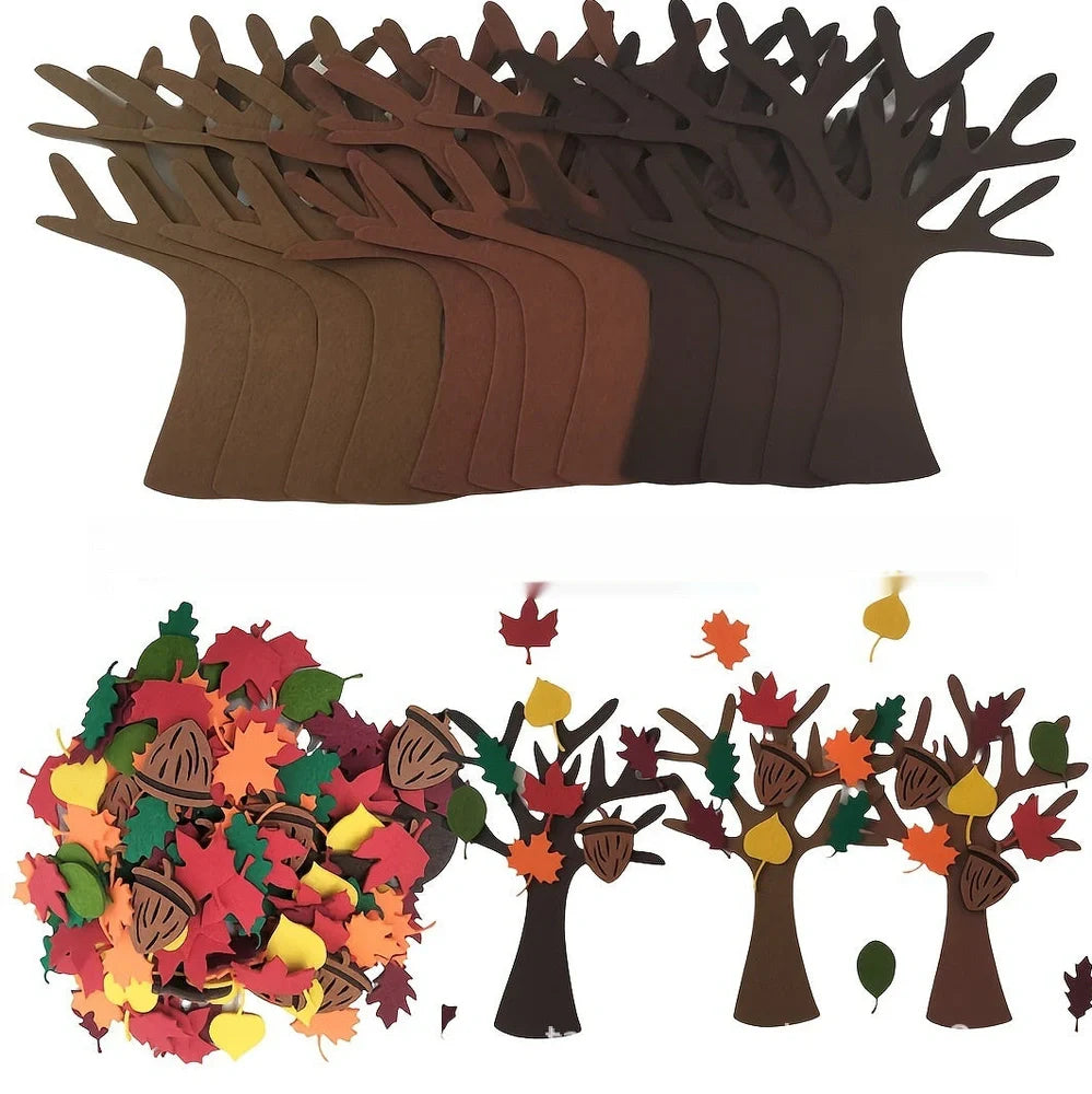 96-piece felt tree wall hanging for children's rooms measuring 24cm wide by 23cm high