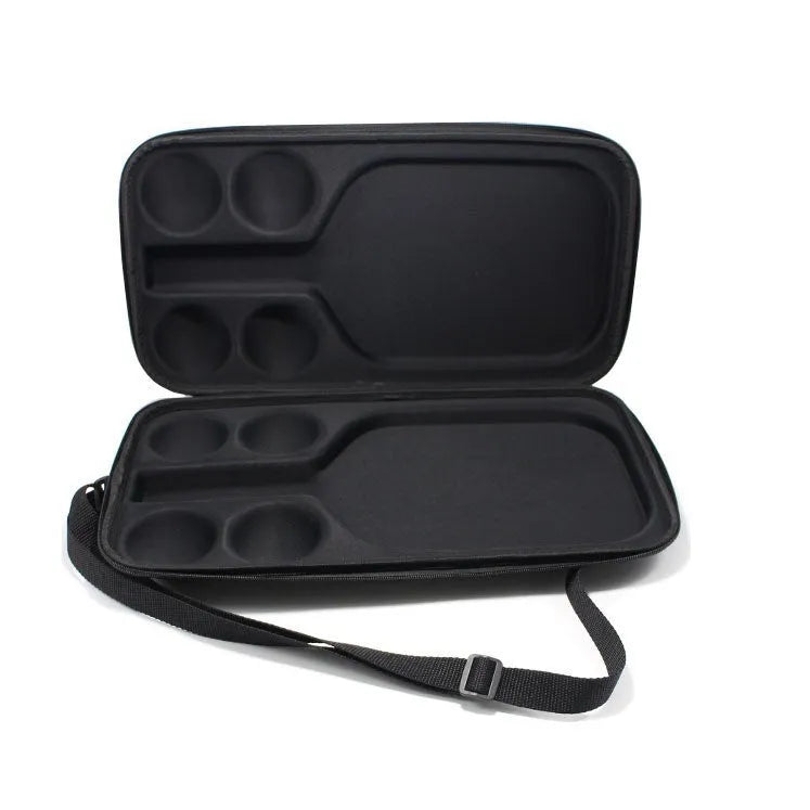 Black EVA pickleball racket storage case with double shoulder straps, dimensions 45x25x8cm