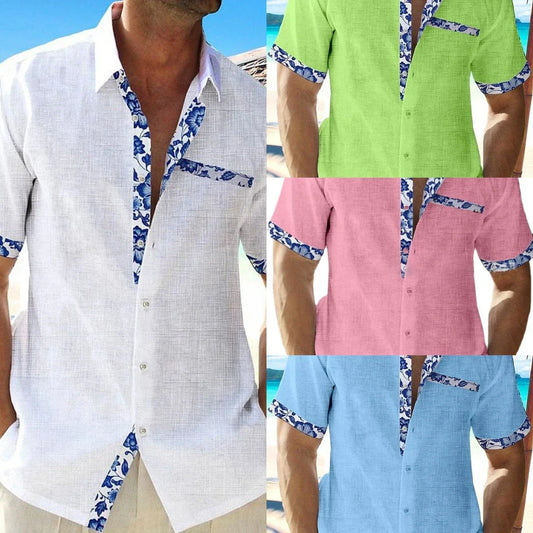 Men's tropical vacation shirts in various vibrant colors and sizes