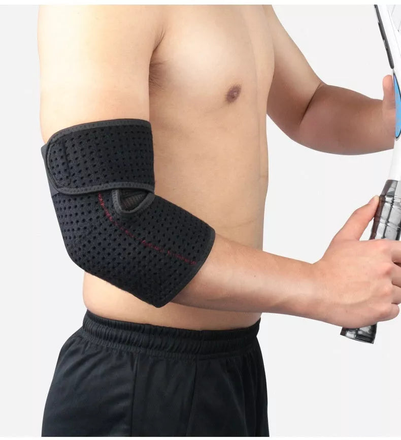 Adjustable black elbow pad for basketball and tennis sports protection
