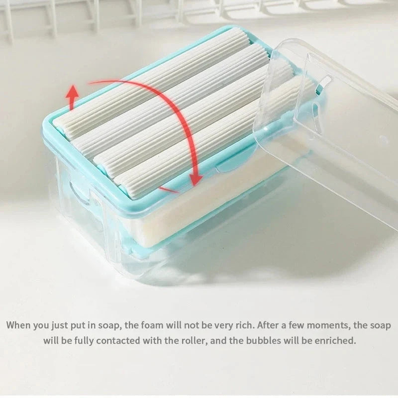 Roller type soap dish holder in light luxury colors with drain holes for bathroom storage