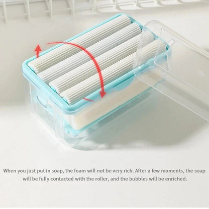 Roller type soap dish holder in light luxury colors with drain holes for bathroom storage
