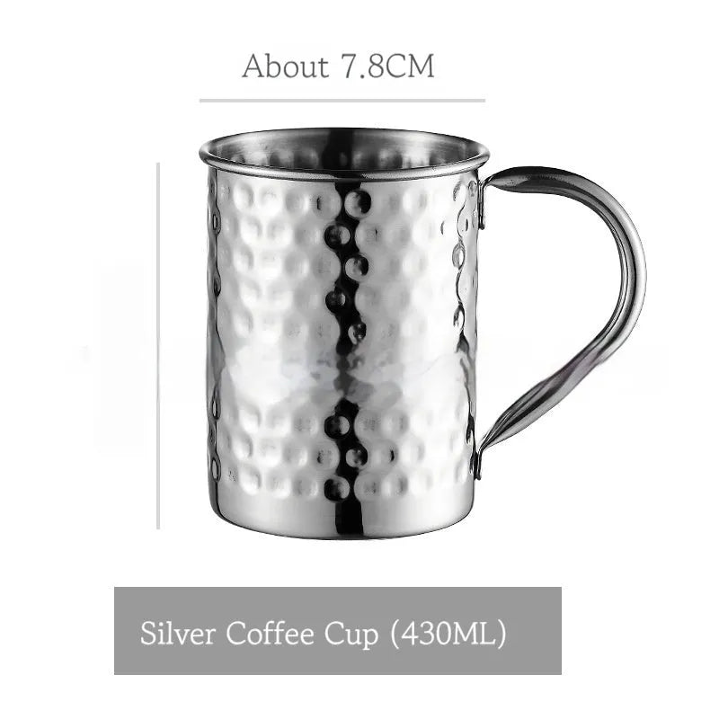 Stainless steel Moscow Mule cup with copper interior in gold, rose gold, silver, or black finish.