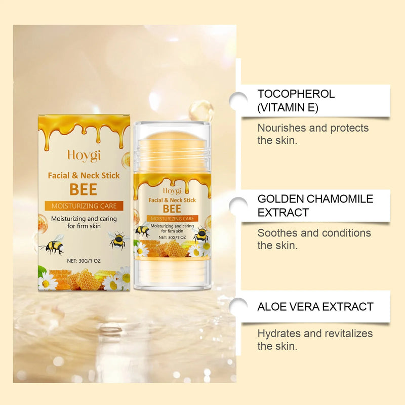 Moisturising facial skin essence stick with vitamin E, bee venom, chamomile, aloe vera and lavender extracts in a 30g format for everyday hydration and skin nourishment