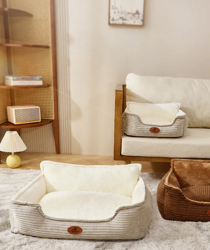 Four-season removable kennel bed for small medium dogs and cats in coffee or white colour