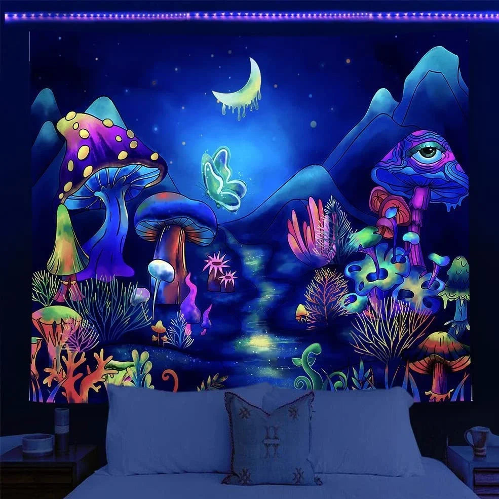 Purple geometric abstraction pattern wall decoration cloth with rectangular shape and machine-woven polyester construction