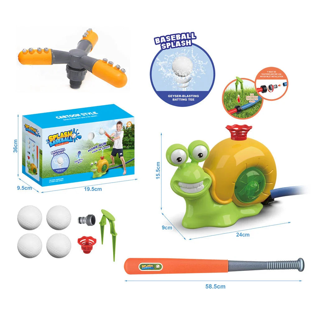 Colorful outdoor water sprinkler toy with cactus-shaped design for kids to enjoy in the backyard