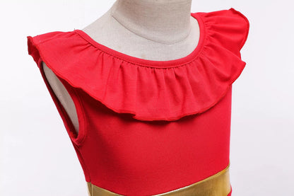 Halloween Kids' Skirt Girls' Princess Dress in vibrant red, perfect for trick-or-treating