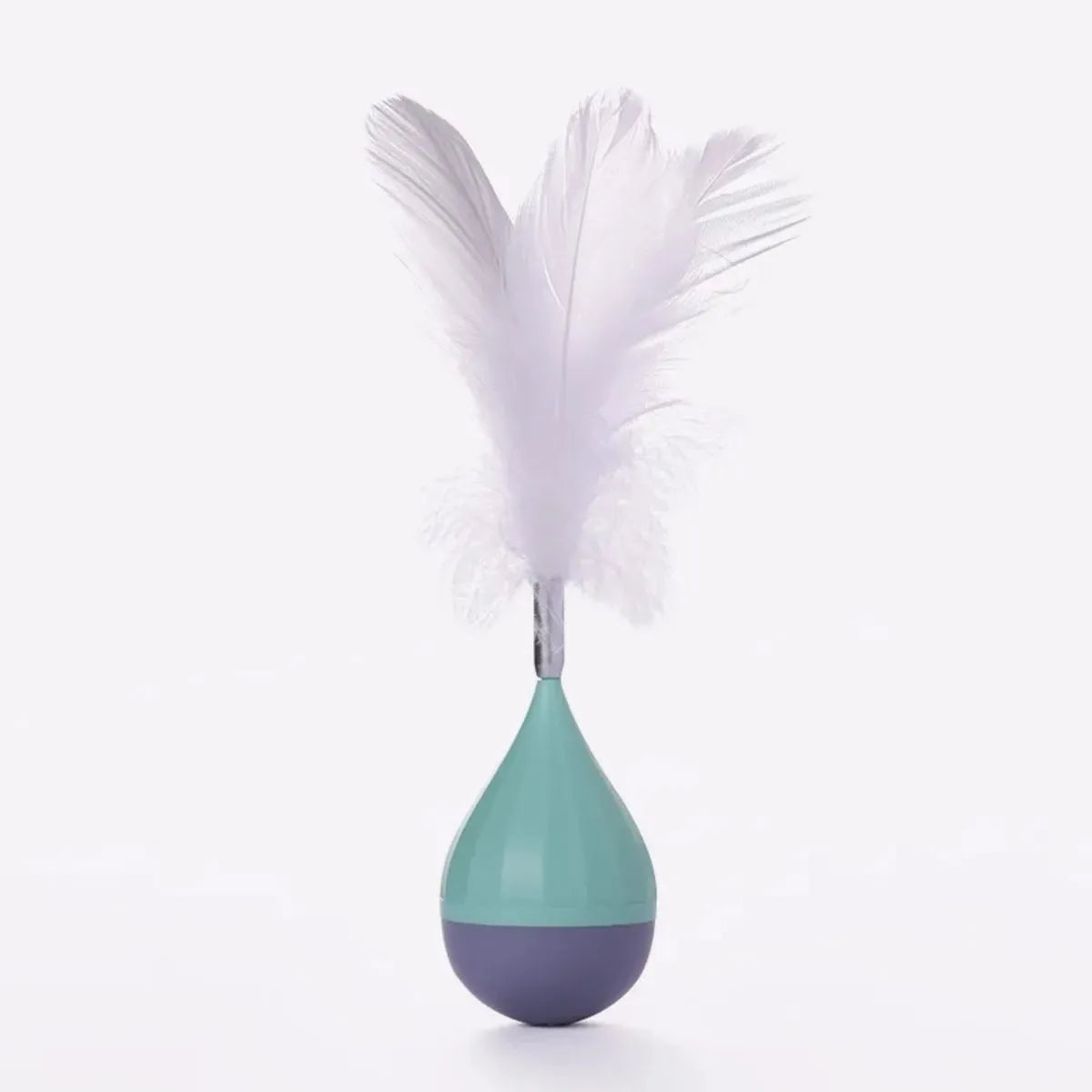 Feather tumbler cat toy with aluminium alloy frame and goose feather lure in green colour