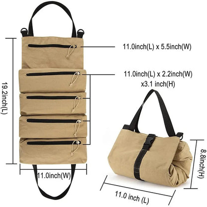 Super Roll Tool Roll Oxford cloth roll-up tool bag in Khaki, Army Green, or Black with 40KG weight bearing
