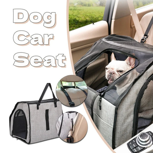 A durable, waterproof pet car seat cover in gray, designed to protect your vehicle's interior from paw prints, shedding fur, and spills.