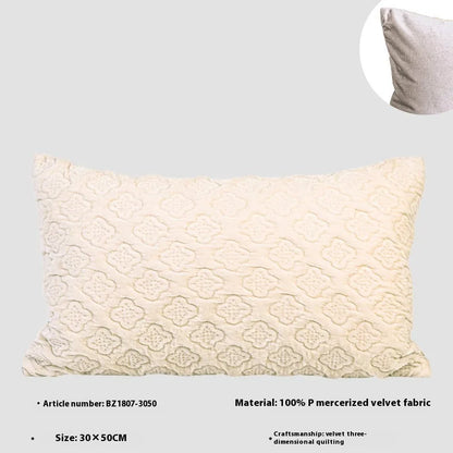 Brown gold antique style quilted cushion pillow showing three-dimensional quilting pattern and feather velvet filler