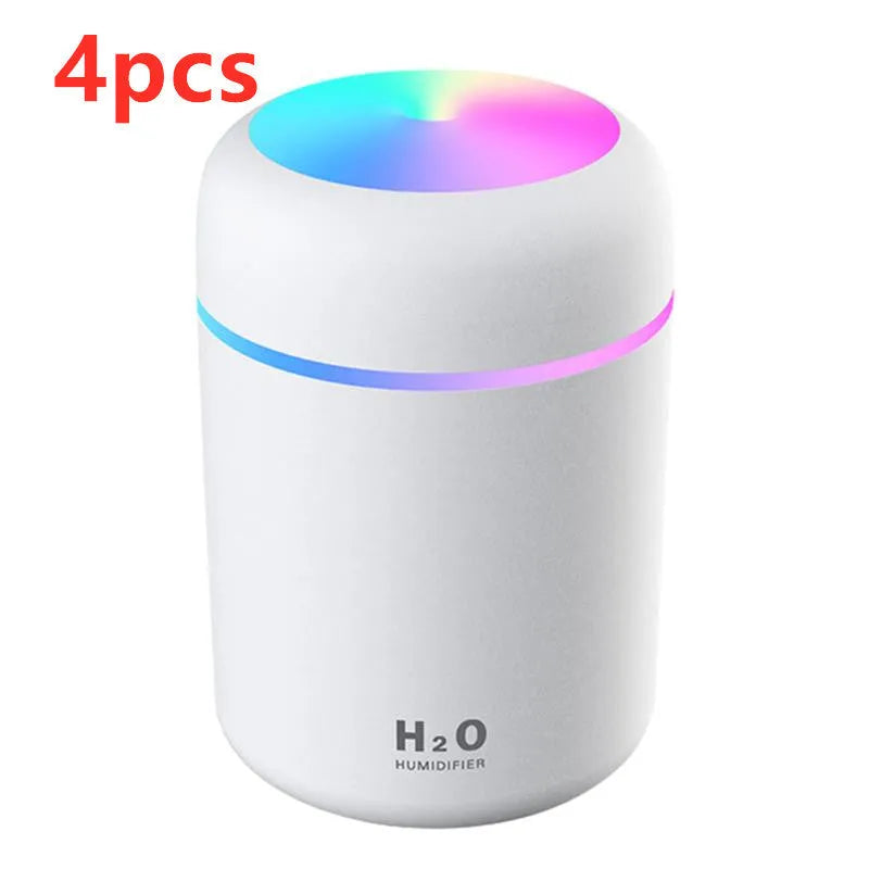 Pink white or navy blue USB desktop humidifier with LED mood lights and 300ml water tank