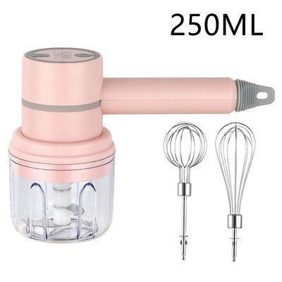 Cordless Electric Hand Mixer with 3-speed settings, rechargeable design, and whisk and egg beater attachments for baking